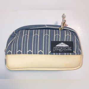 JanSport Gray and Cream Striped Pouch